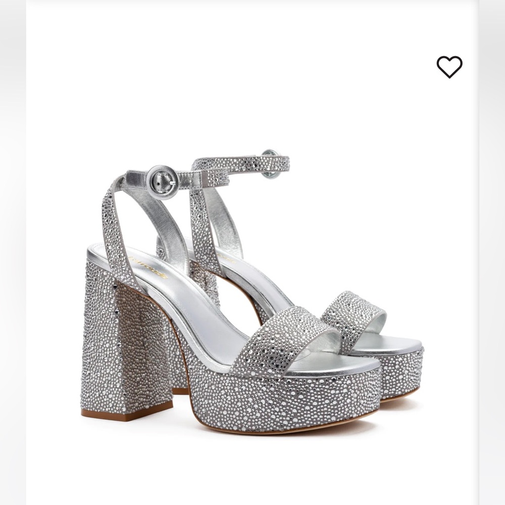 Larroude Dolly Crystal Platform Sandals